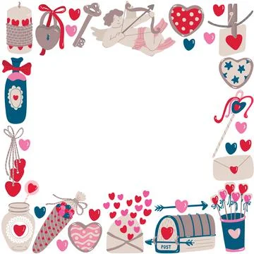 Vector frame with Valentine's day decoration Stock Illustration