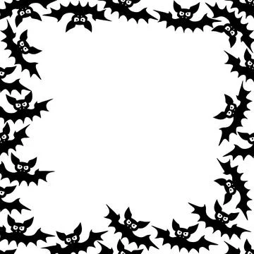 Vector frame with vampire bats. Happy Halloween. Border, background for greet Stock Illustration