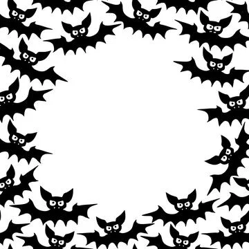 Vector frame with vampire bats. Happy Halloween. Border, background for greet Stock Illustration
