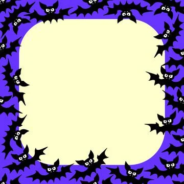 Vector frame with vampire bats. Happy Halloween. Border, background for greet Stock Illustration