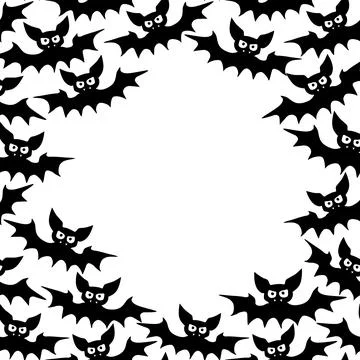 Vector frame with vampire bats. Happy Halloween. Border, background for greet Stock Illustration