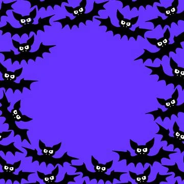 Vector frame with vampire bats. Happy Halloween. Border, background for greet Stock Illustration