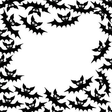 Vector frame with vampire bats. Happy Halloween. Border, background for greet Stock Illustration