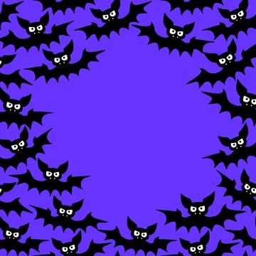Vector frame with vampire bats. Happy Halloween. Border, background for greet Stock Illustration
