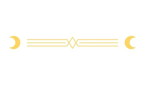 Vector frame with yellow crescent moons with geometric lines, wireframe border. Stock Illustration