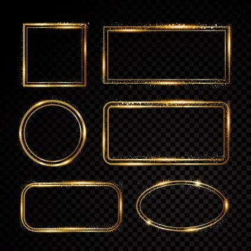 Vector frames collection . Shining banner. Isolated on black transparent Stock Illustration