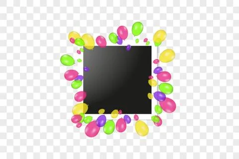 Vector frames photo collage and Color composition of vector realistic balloons Stock Illustration