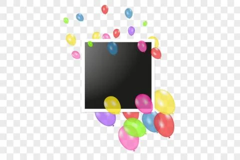 Vector frames photo collage and Color composition of vector realistic balloons Stock Illustration
