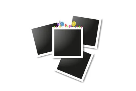 Vector frames photo collage and Color composition of vector realistic balloons Stock Illustration