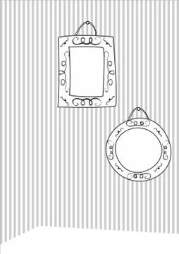 Vector frames on stripes wall background Stock Illustration