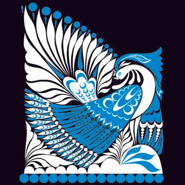 Vector free russian ornament. folklore ornament withe bird Stock-Illustration