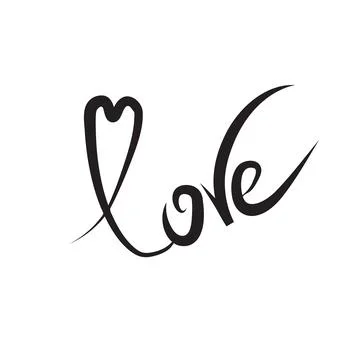 Vector freehand letters love text doodles, valentine s day Stock Illustration