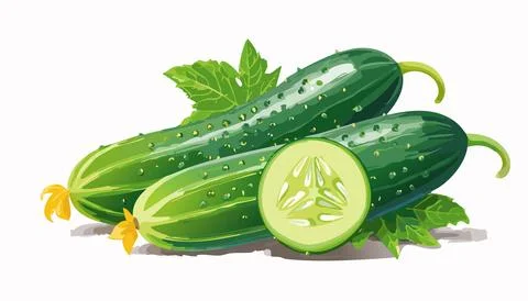 Vector of Fresh cucumber isolated on white background healthy close up. Stock Illustration