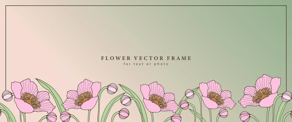 Vector fresh delicate floral frame for photo or text with lush pink flowers Stock Illustration