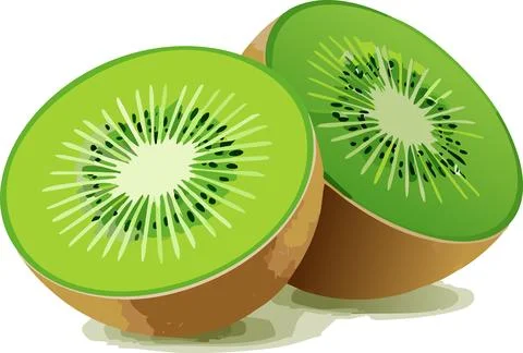 Vector of Fresh kiwi isolated on white background healthy close up. Stock Illustration