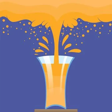 Vector Fresh Orange Sliced Frame with Vector Orange Splatter on Blue Backgrou Stock Illustration