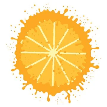 Vector Fresh Orange Sliced Frame with Circle Orange Juicy Splatter and Juice  Stock Illustration