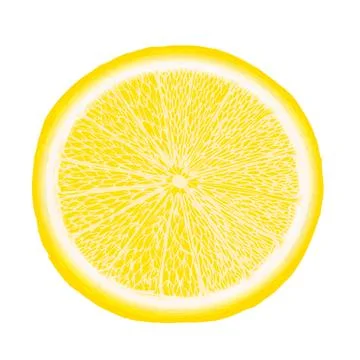 Vector fresh ripe slice of lemon on white. Healthy food logo Stock Illustration