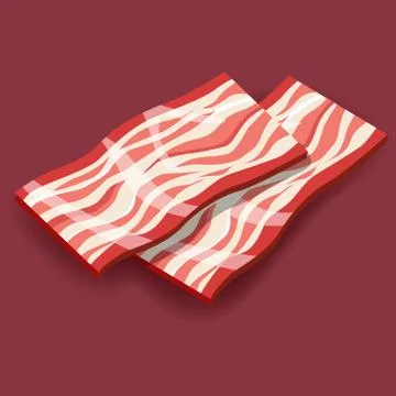 Vector fresh sliced bacon isolated on red background Stock Illustration