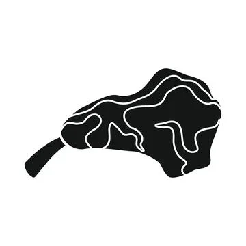 Vector fried chicken thigh black simple icon isolated Stock Illustration