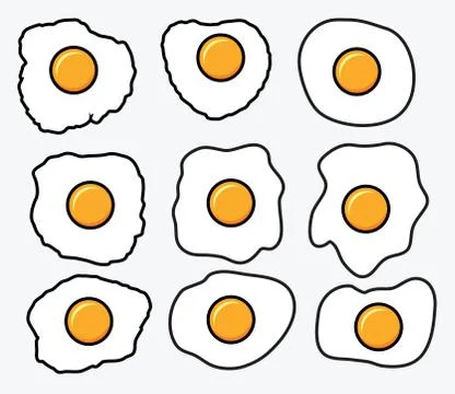 Vector fried eggs icons Stock Illustration