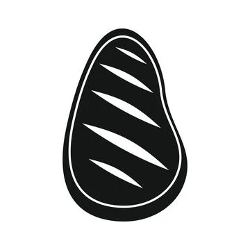 Vector fried steak black simple icon isolated on white Stock Illustration