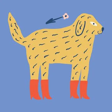 Vector friendly funky boho dog pet. Dogs breed. イラスト素材