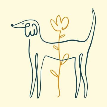 Vector friendly funky boho dog pet. Dogs breed. イラスト素材