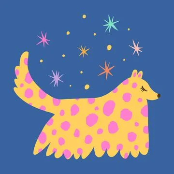 Vector friendly funky boho dog pet. Dogs breed. Stock Illustration