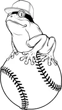 Vector frog in black and white outline Stock Illustration