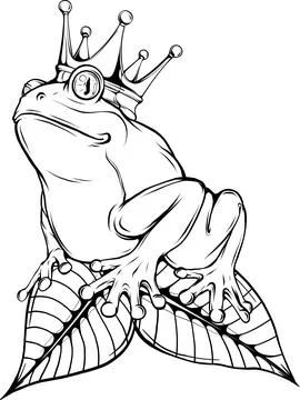 Vector frog in black and white outline Stock Illustration
