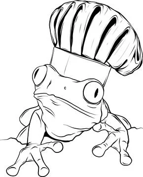 Vector frog in black and white outline Stock Illustration