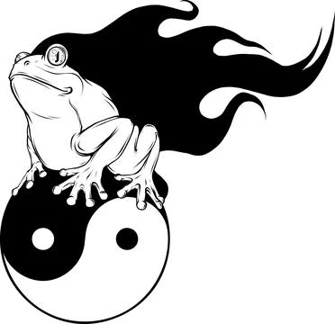 Vector frog in black and white outline Stock Illustration