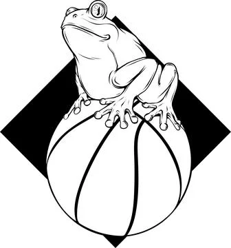 Vector frog in black and white outline Stock Illustration