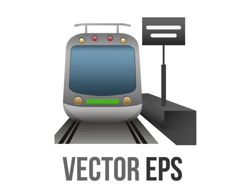 Vector front train station with alongside platform icon Stock Illustration