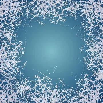 Vector frozen window background. Winter Postcard with picture white frost Stock Illustration