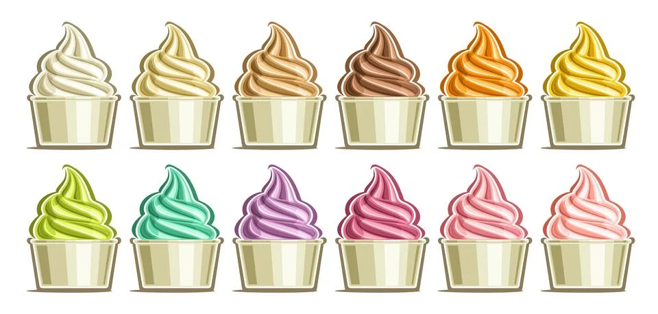 Vector Frozen Yogurt Set Ilustración de archivo
