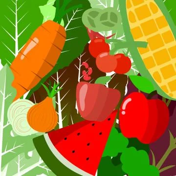 Vector : Fruit and vegetable background Stock Illustration