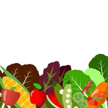 Vector : Fruit and vegetable salad on white background Stock Illustration