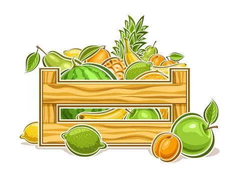 Vector Fruit Crate Box Stock Illustration