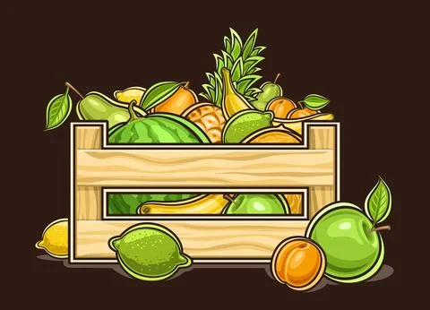 Vector Fruit Crate Box Stock Illustration