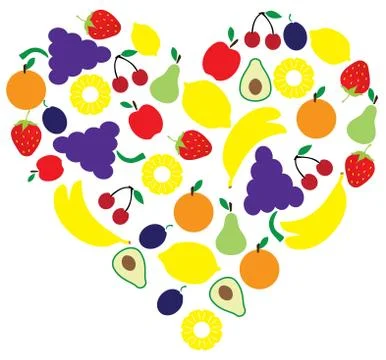 Vector fruit heart Stock Illustration