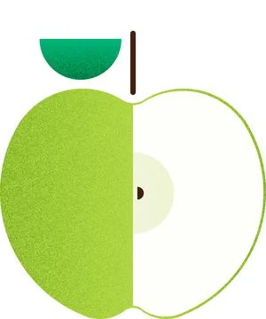 Vector fruit helf green apple cartoon vector illustration isolated object Stock Illustration