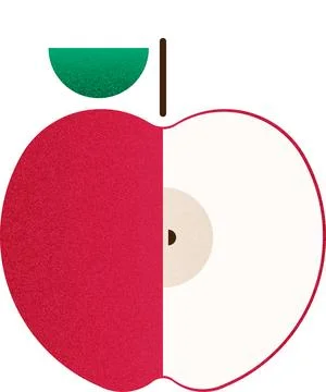 Vector fruit helf red apple cartoon vector illustration isolated object Stock Illustration