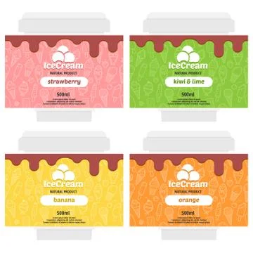 Vector fruit ice cream package design Stock Illustration