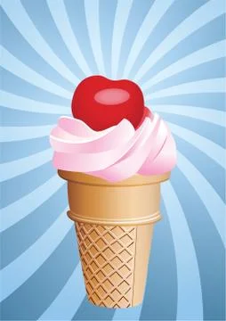 Vector fruit icecream cone Stock Illustration