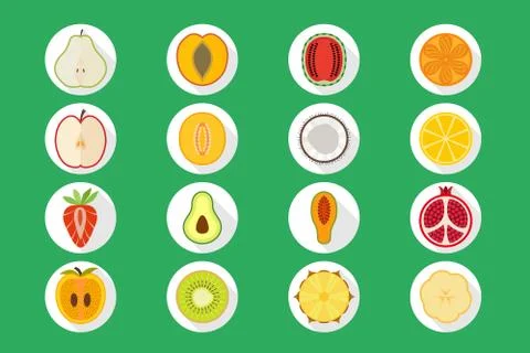 Vector fruit icon set Stock Illustration