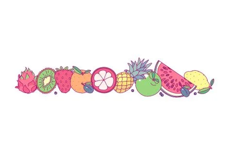 Vector fruit panorama border art Stock-Illustration