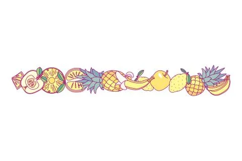 Vector fruit panorama border art Stock Illustration