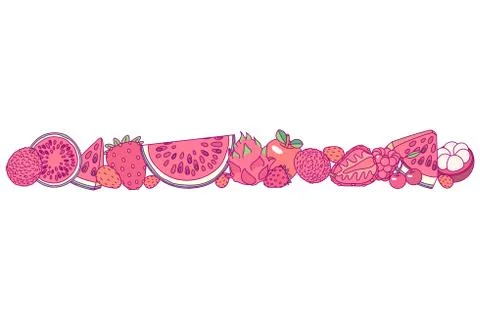 Vector fruit panorama border art Stock Illustration